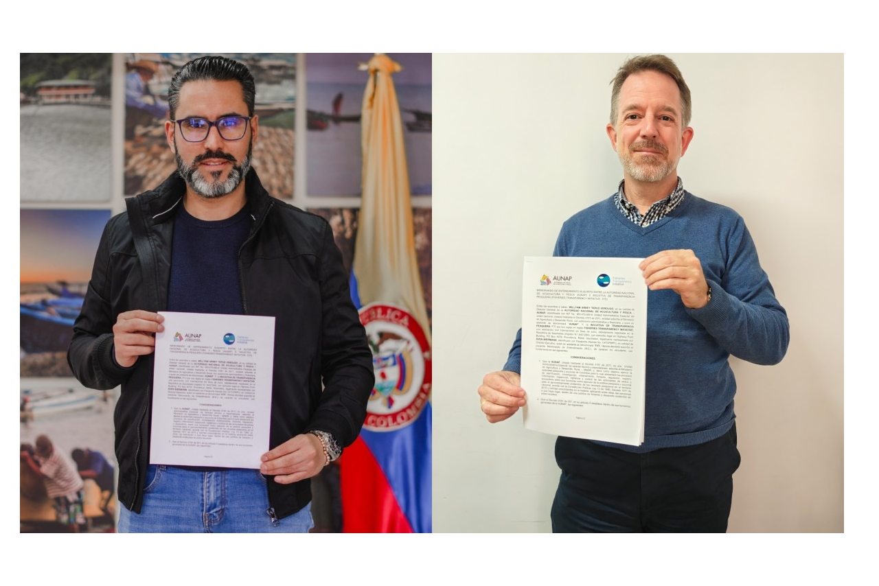 Créditos: Director General de la Autoridad Nacional de Acuicultura y Pesca (AUNAP), William Tepud y Director Ejecutivo de FiTI, Sven Biermann